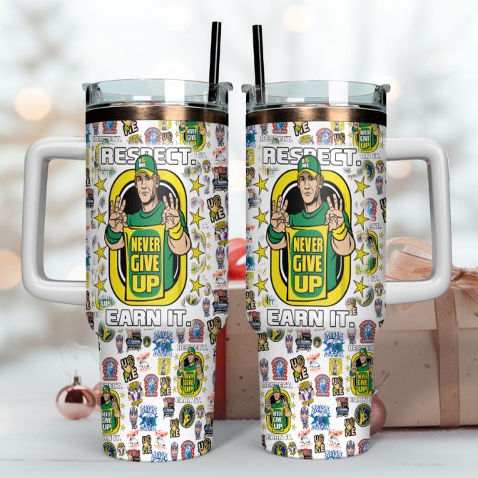 John Cena Never Give Up Wwe Custom Stanley Quencher 40Oz Stainless Steel Tumbler With Handle - Image 4