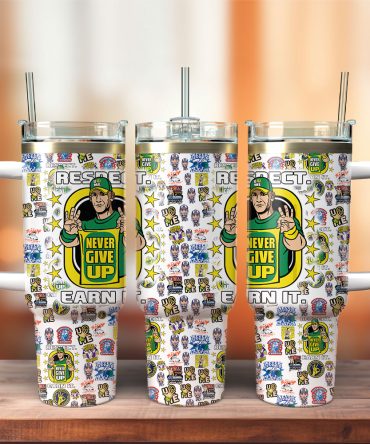 John Cena Never Give Up Wwe Custom Stanley Quencher 40Oz Stainless Steel Tumbler With Handle