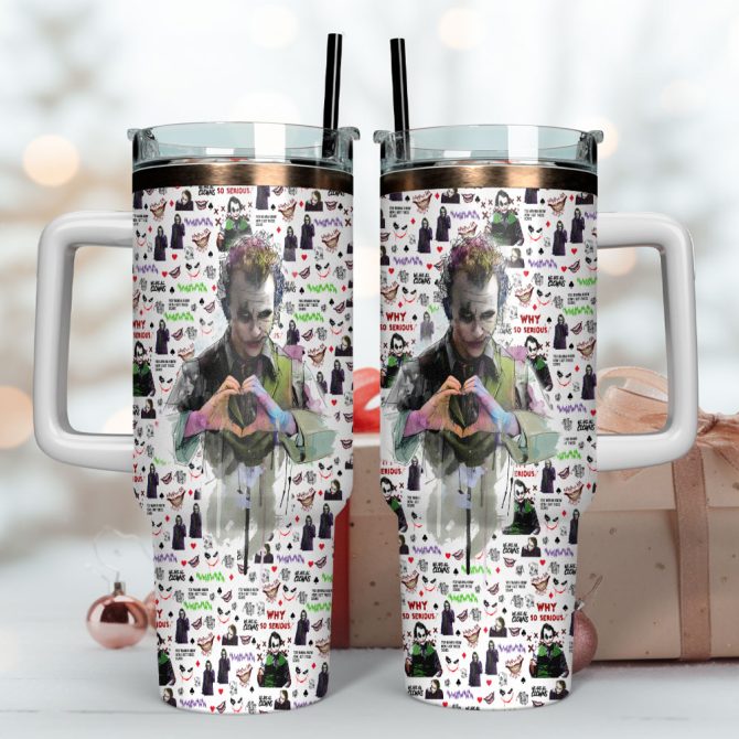 Joker Movies Custom Stanley Quencher 40Oz Stainless Steel Tumbler With Handle - Image 4