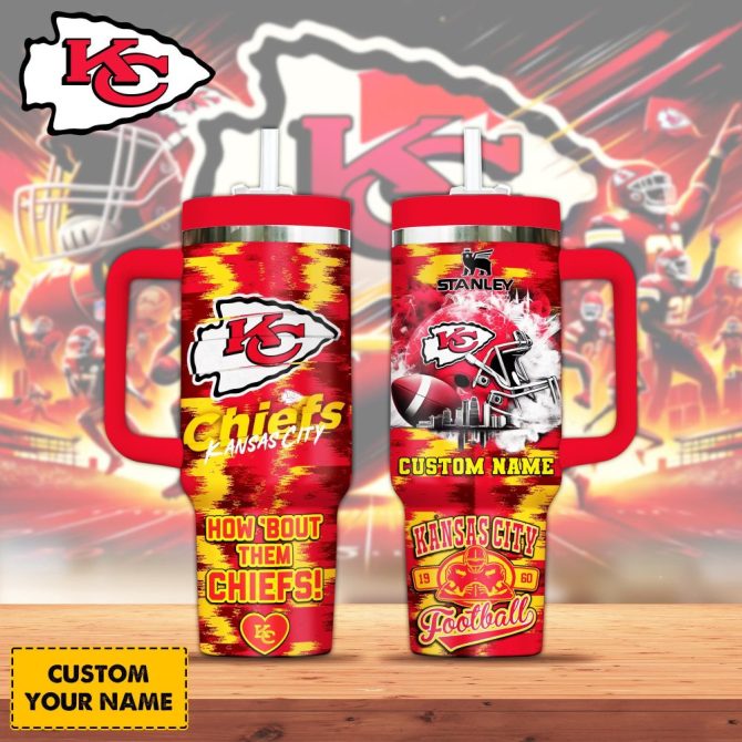 Kansas City Chiefs Nfl Sports Custom Stanley Quencher 40Oz Stainless Steel Tumbler With Handle