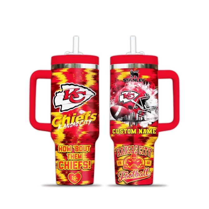 Kansas City Chiefs Nfl Sports Custom Stanley Quencher 40Oz Stainless Steel Tumbler With Handle - Image 4