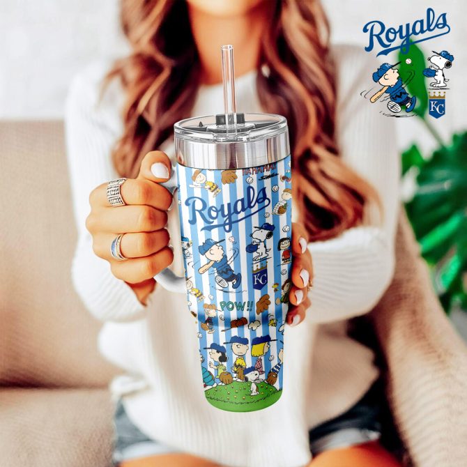 Kansas City Royals X Peanuts Mlb Custom Stanley Quencher 40Oz Stainless Steel Tumbler With Handle - Image 5