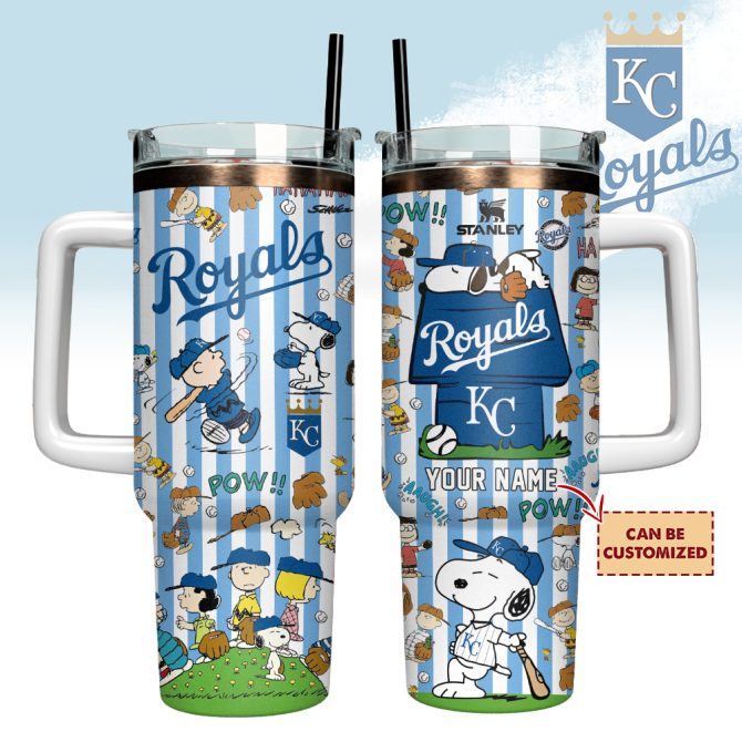 Kansas City Royals X Peanuts Mlb Custom Stanley Quencher 40Oz Stainless Steel Tumbler With Handle - Image 2