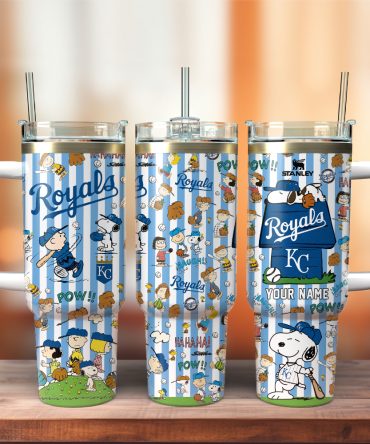 Kansas City Royals X Peanuts Mlb Custom Stanley Quencher 40Oz Stainless Steel Tumbler With Handle