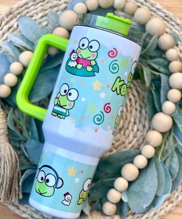 Kawaii Frog Custom Stanley Quencher 40Oz Stainless Steel Tumbler