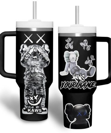 Kaws Cartoon Custom Stanley Quencher 40Oz Stainless Steel Tumbler With Handle