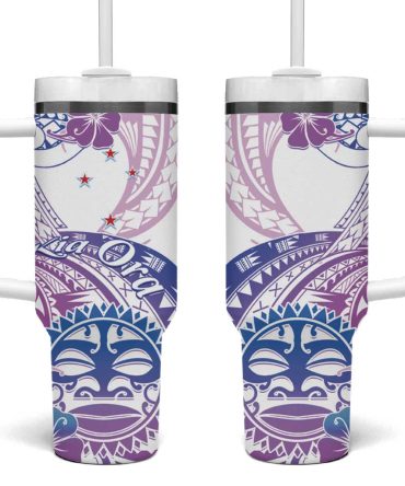 Kia Ora Maori New Zealand Pastel Sun Ta Moko Lilac Custom Stanley Quencher 40Oz Stainless Steel Tumbler With Handle