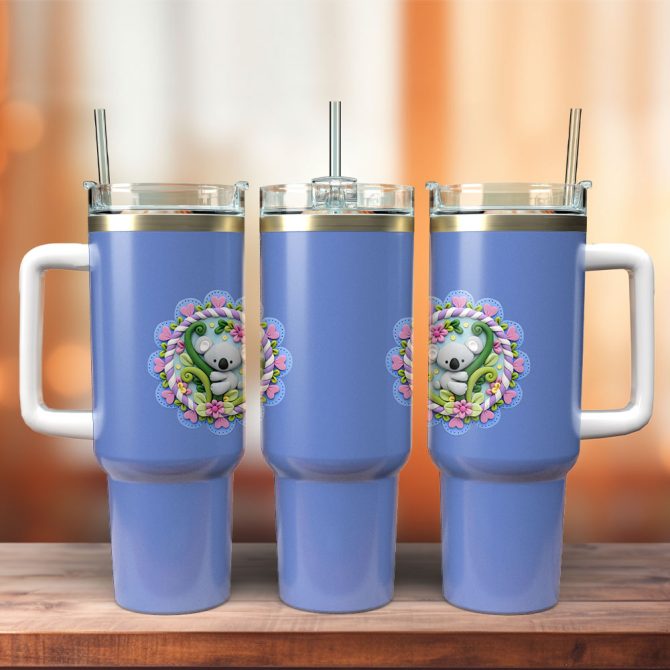 Koala Flower Custom Stanley Quencher 40Oz Stainless Steel Tumbler With Handle