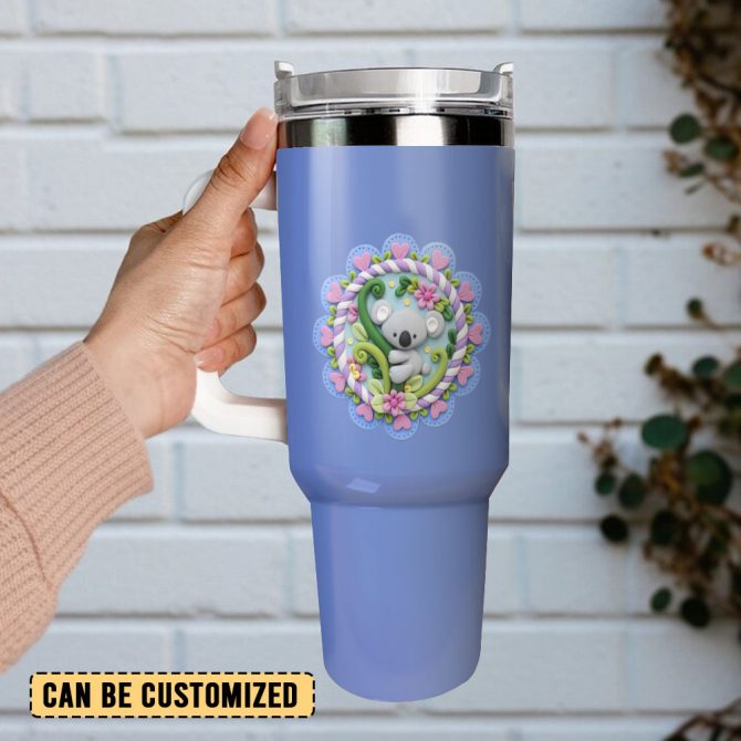 Koala Flower Custom Stanley Quencher 40Oz Stainless Steel Tumbler With Handle - Image 3