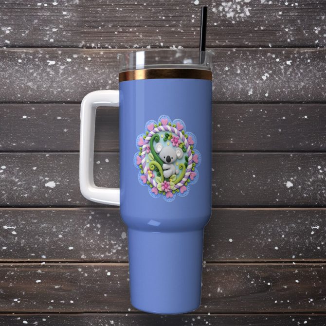 Koala Flower Custom Stanley Quencher 40Oz Stainless Steel Tumbler With Handle - Image 2