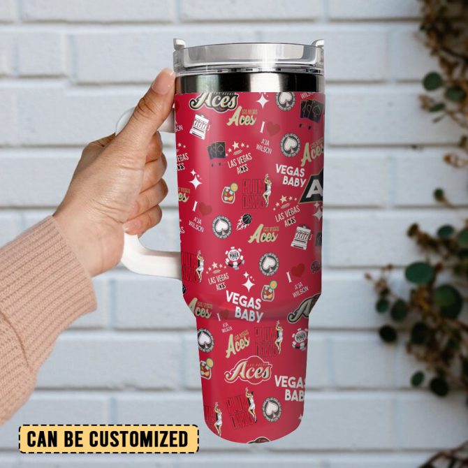 Las Vegas Aces Wnba Custom Stanley Quencher 40Oz Stainless Steel Tumbler With Handle - Image 3