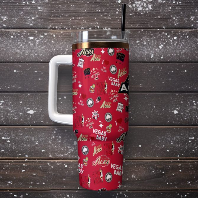 Las Vegas Aces Wnba Custom Stanley Quencher 40Oz Stainless Steel Tumbler With Handle - Image 2