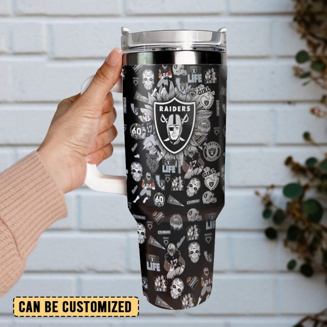 Las Vegas Raiders Nfl Custom Stanley Quencher 40Oz Stainless Steel Tumbler With Handle - Image 3