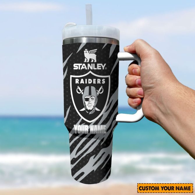 Las Vegas Raiders Nfl Custom Stanley Quencher 40Oz Stainless Steel Tumbler With Handle
