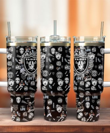 Las Vegas Raiders Nfl Custom Stanley Quencher 40Oz Stainless Steel Tumbler With Handle
