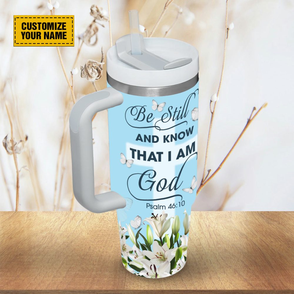Lily Butterfly God Custom Stanley Quencher 40Oz Stainless Steel Tumbler With Handle - Image 5