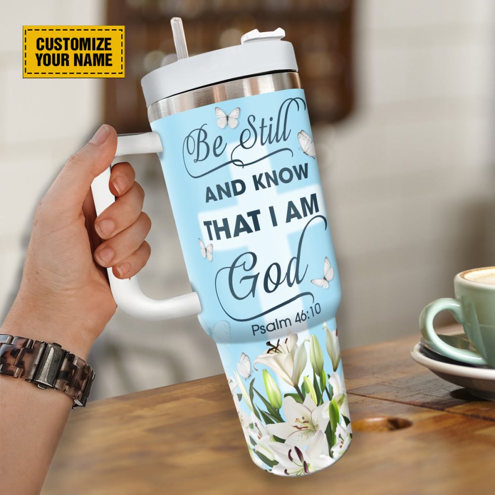 Lily Butterfly God Custom Stanley Quencher 40Oz Stainless Steel Tumbler With Handle - Image 4