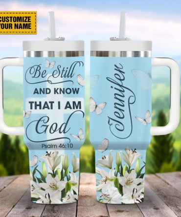 Lily Butterfly God Custom Stanley Quencher 40Oz Stainless Steel Tumbler With Handle