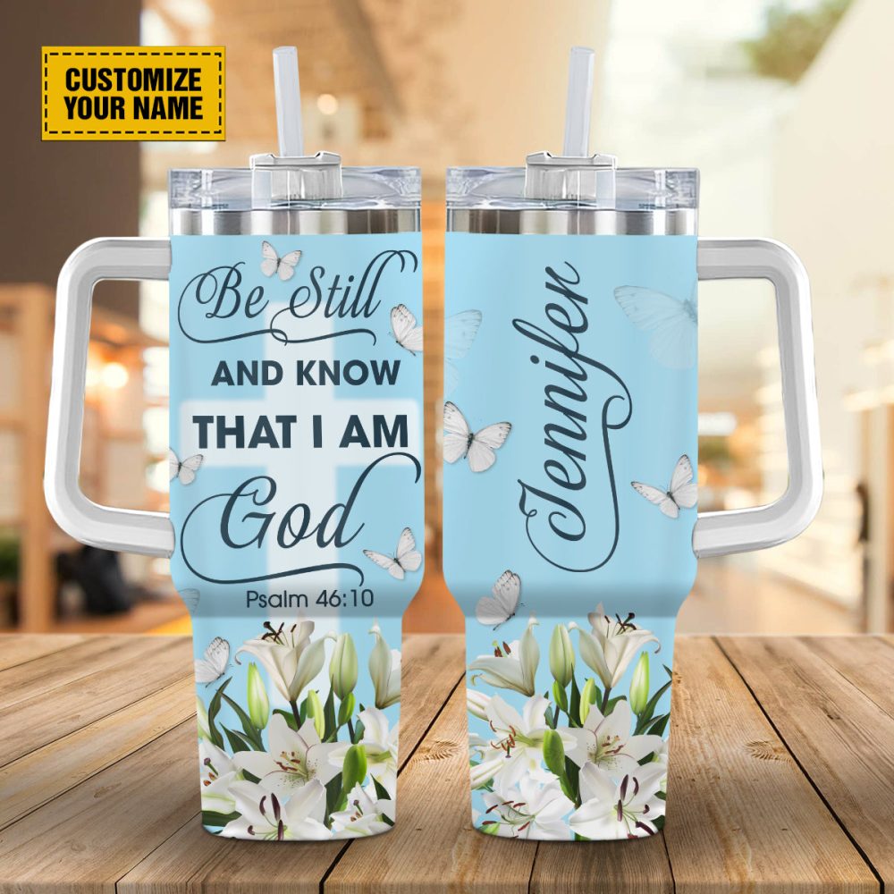 Lily Butterfly God Custom Stanley Quencher 40Oz Stainless Steel Tumbler With Handle - Image 2