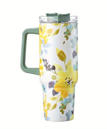 Lily Flower Custom Stanley Quencher 40Oz Stainless Steel Tumbler With Handle