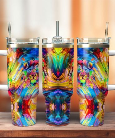 Lion Colorful Custom Stanley Quencher 40Oz Stainless Steel Tumbler With Handle