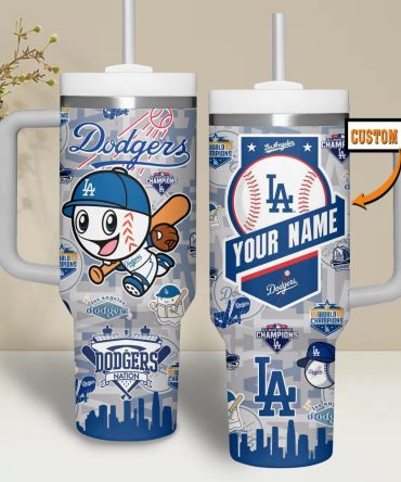 Los Angeles Dodgers Mlb Custom Stanley Quencher 40Oz Stainless Steel Tumbler