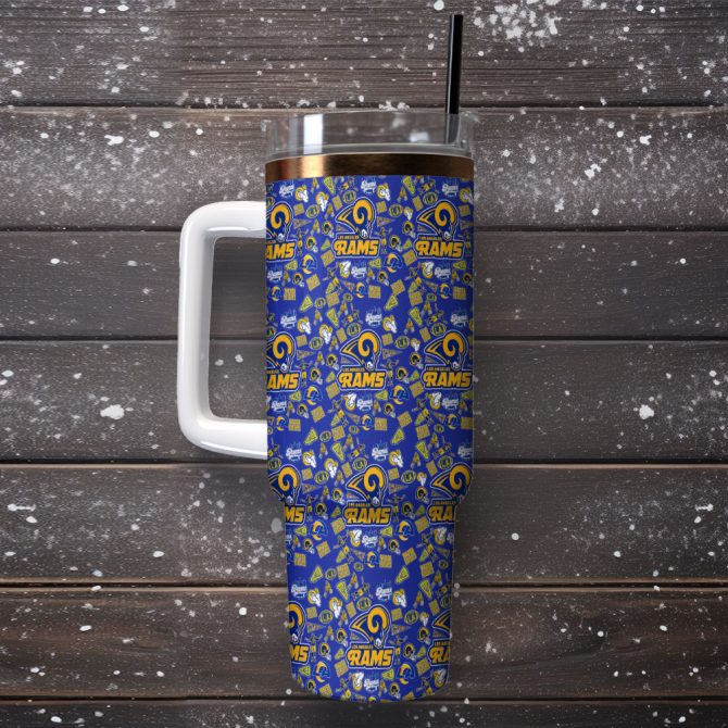 Los Angeles Rams Nfl Custom Stanley Quencher 40Oz Stainless Steel Tumbler With Handle - Image 2