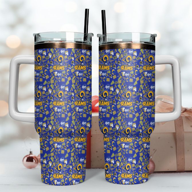 Los Angeles Rams Nfl Custom Stanley Quencher 40Oz Stainless Steel Tumbler With Handle - Image 4