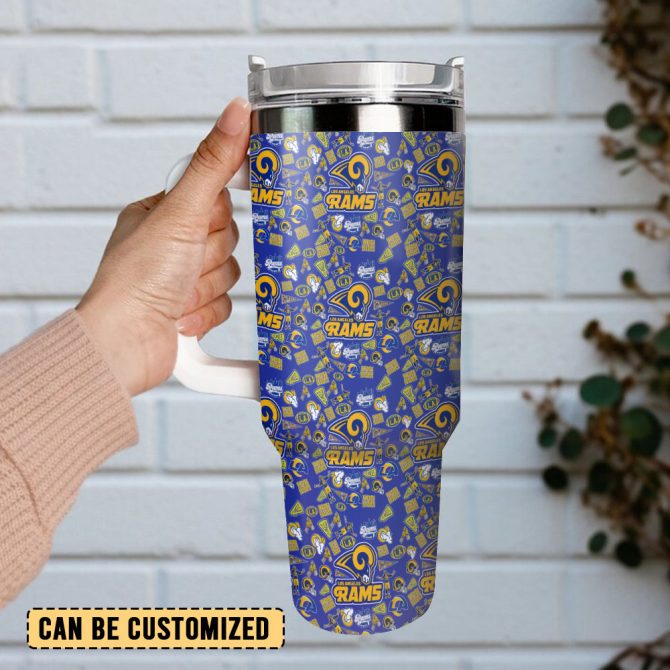 Los Angeles Rams Nfl Custom Stanley Quencher 40Oz Stainless Steel Tumbler With Handle - Image 3