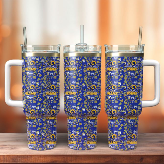 Los Angeles Rams Nfl Custom Stanley Quencher 40Oz Stainless Steel Tumbler With Handle