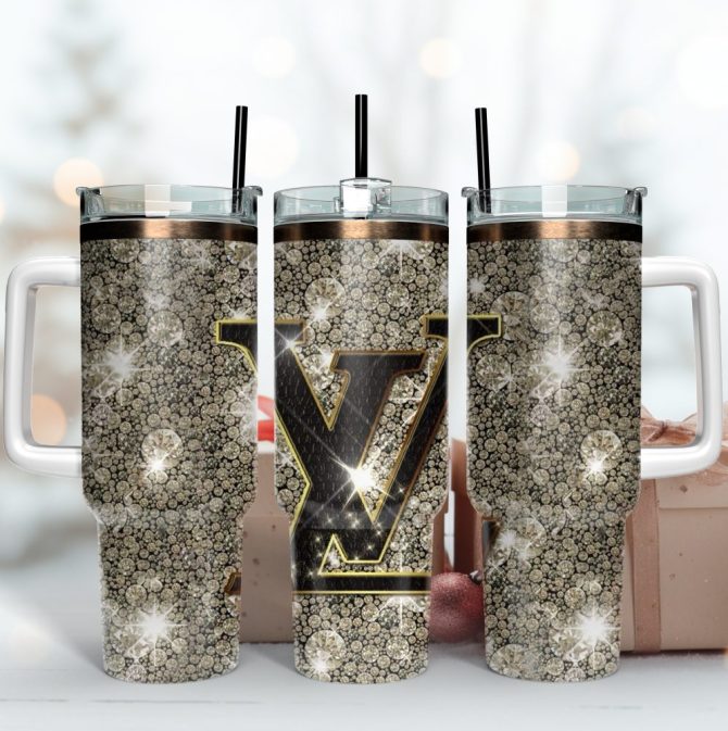 Louis Vuitton Shining Lv Logo Custom Stanley Quencher 40Oz Stainless Steel Tumbler With Handle