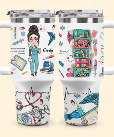 Love Being A Nurse Custom Stanley Quencher 40Oz Stainless Steel Tumbler With Handle