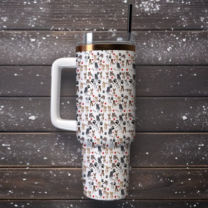 Love Dogs Custom Stanley Quencher 40Oz Stainless Steel Tumbler With Handle - Image 2