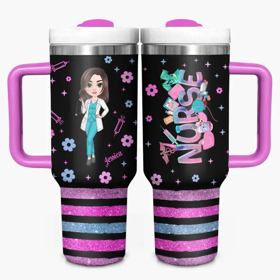 Love Nurse Life Custom Stanley Quencher 40Oz Stainless Steel Tumbler With Handle