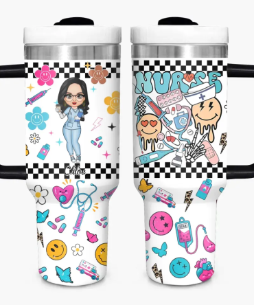 Love Nurse Life Custom Stanley Quencher 40Oz Stainless Steel Tumbler With Handle