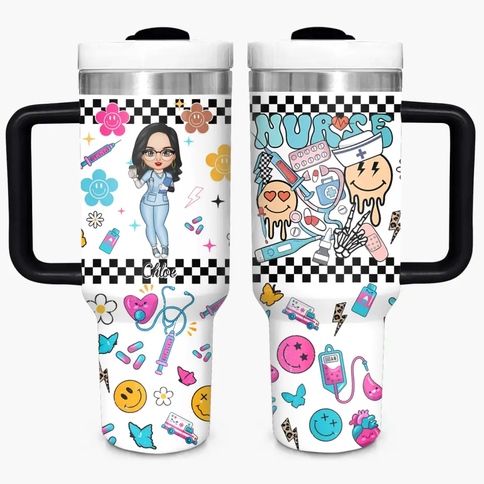 Love Nurse Life Custom Stanley Quencher 40Oz Stainless Steel Tumbler With Handle
