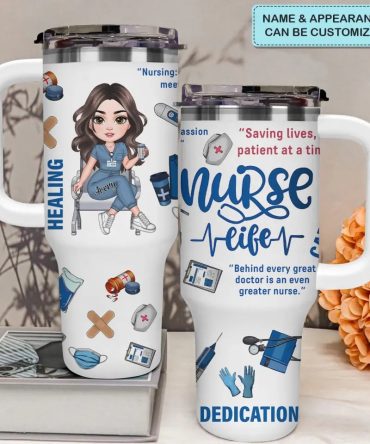 Love Nurse Life Custom Stanley Quencher 40Oz Stainless Steel Tumbler With Handle