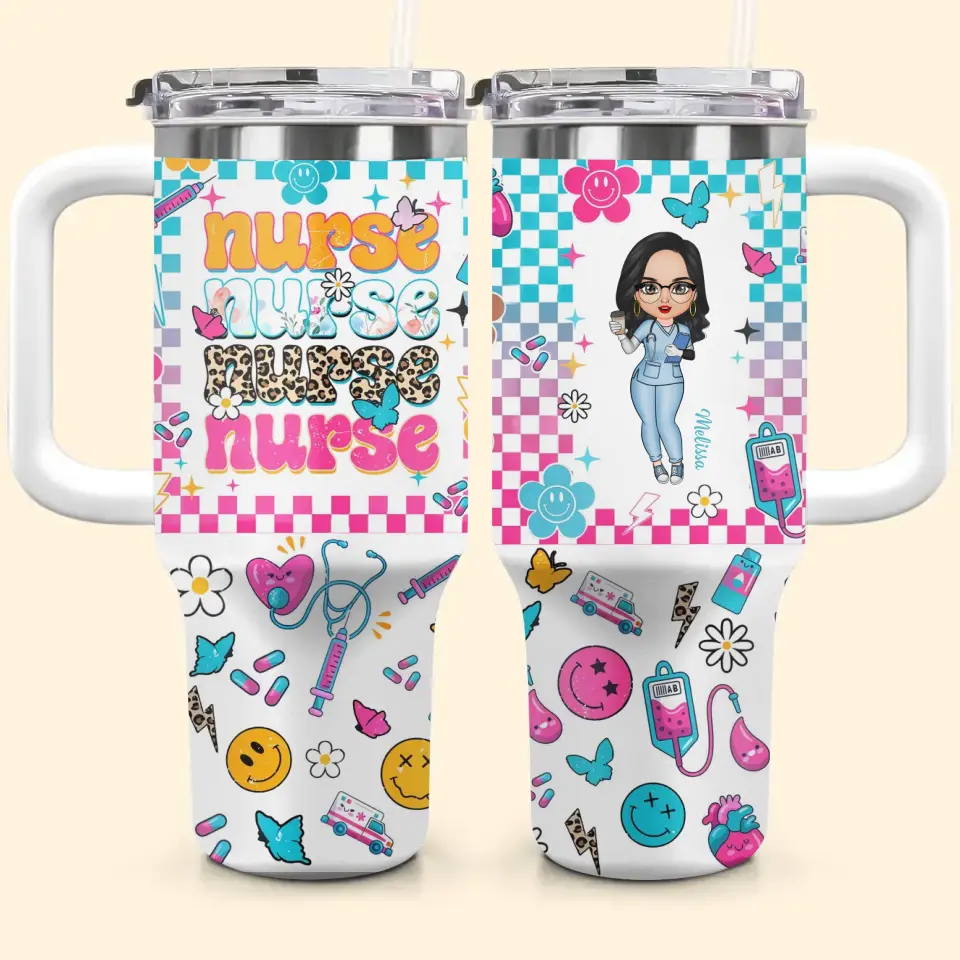 Love Nurse Life Custom Stanley Quencher 40Oz Stainless Steel Tumbler With Handle