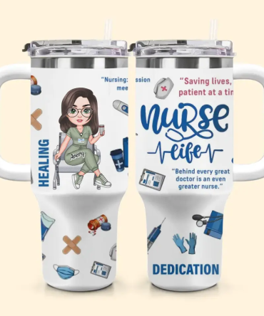Love Nurse Life Custom Stanley Quencher 40Oz Stainless Steel Tumbler With Handle