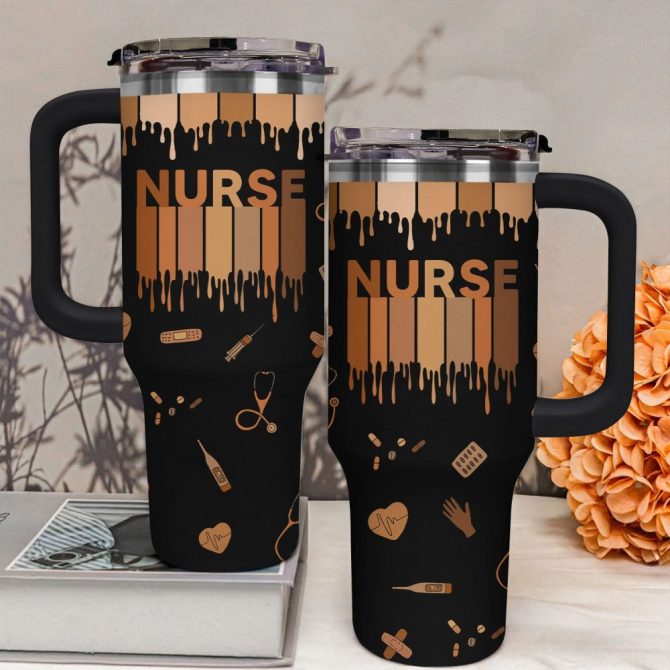 Love Nurse Life Custom Stanley Quencher 40Oz Stainless Steel Tumbler With Handle - Image 2