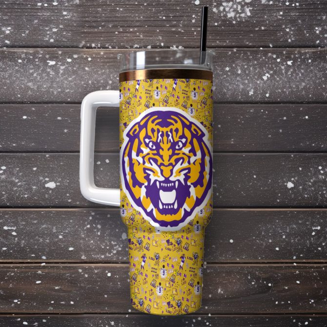 Lsu Tigers Ncaa Sports Custom Stanley Quencher 40Oz Stainless Steel Tumbler With Handle - Image 2