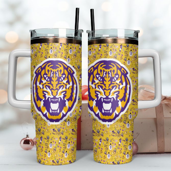 Lsu Tigers Ncaa Sports Custom Stanley Quencher 40Oz Stainless Steel Tumbler With Handle - Image 4
