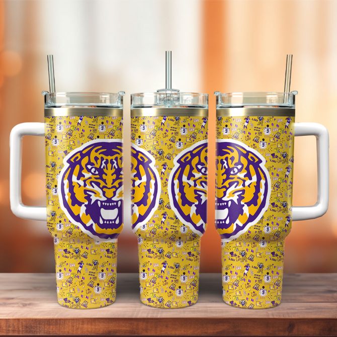 Lsu Tigers Ncaa Sports Custom Stanley Quencher 40Oz Stainless Steel Tumbler With Handle