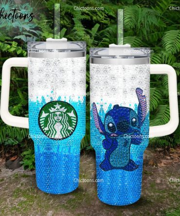 Luxe Rhinestone Bling Stitch Starbucks Cartoon Custom Stanley Quencher 40Oz Stainless Steel Tumbler