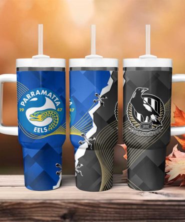 Magpies Football And Eels Rugby Dynamic Style Custom Stanley Quencher 40Oz Stainless Steel Tumbler With Handle