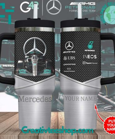 Mercedes Car Custom Stanley Quencher 40Oz Stainless Steel Tumbler With Handle