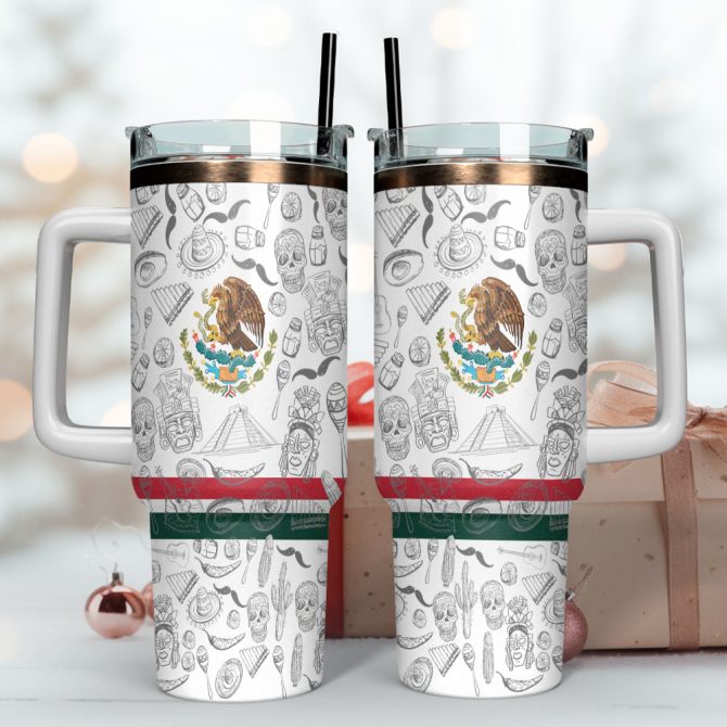 Mexico Flag Custom Stanley Quencher 40Oz Stainless Steel Tumbler With Handle - Image 4