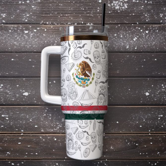Mexico Flag Custom Stanley Quencher 40Oz Stainless Steel Tumbler With Handle - Image 2