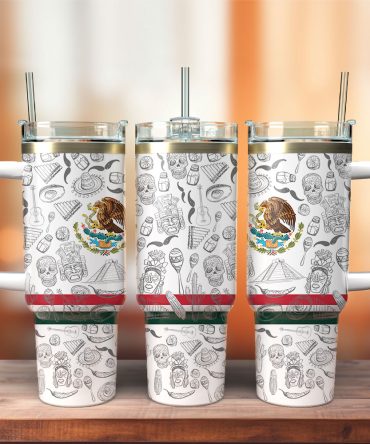 Mexico Flag Custom Stanley Quencher 40Oz Stainless Steel Tumbler With Handle