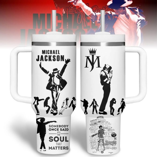 Michael Jackson Music Custom Stanley Quencher 40Oz Stainless Steel Tumbler